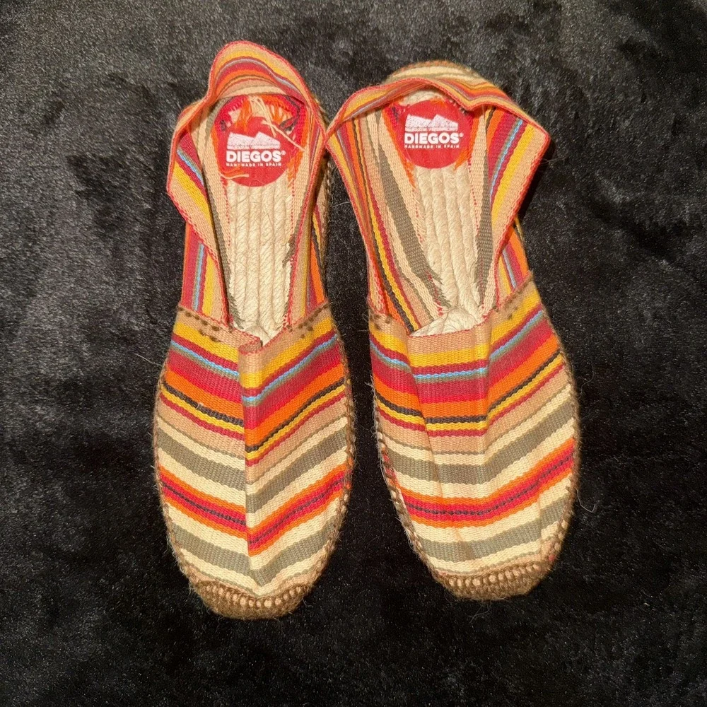 Diegos Classic flat Côte d'Azur stripe espadrilles shoes For Men and Women Sz 38